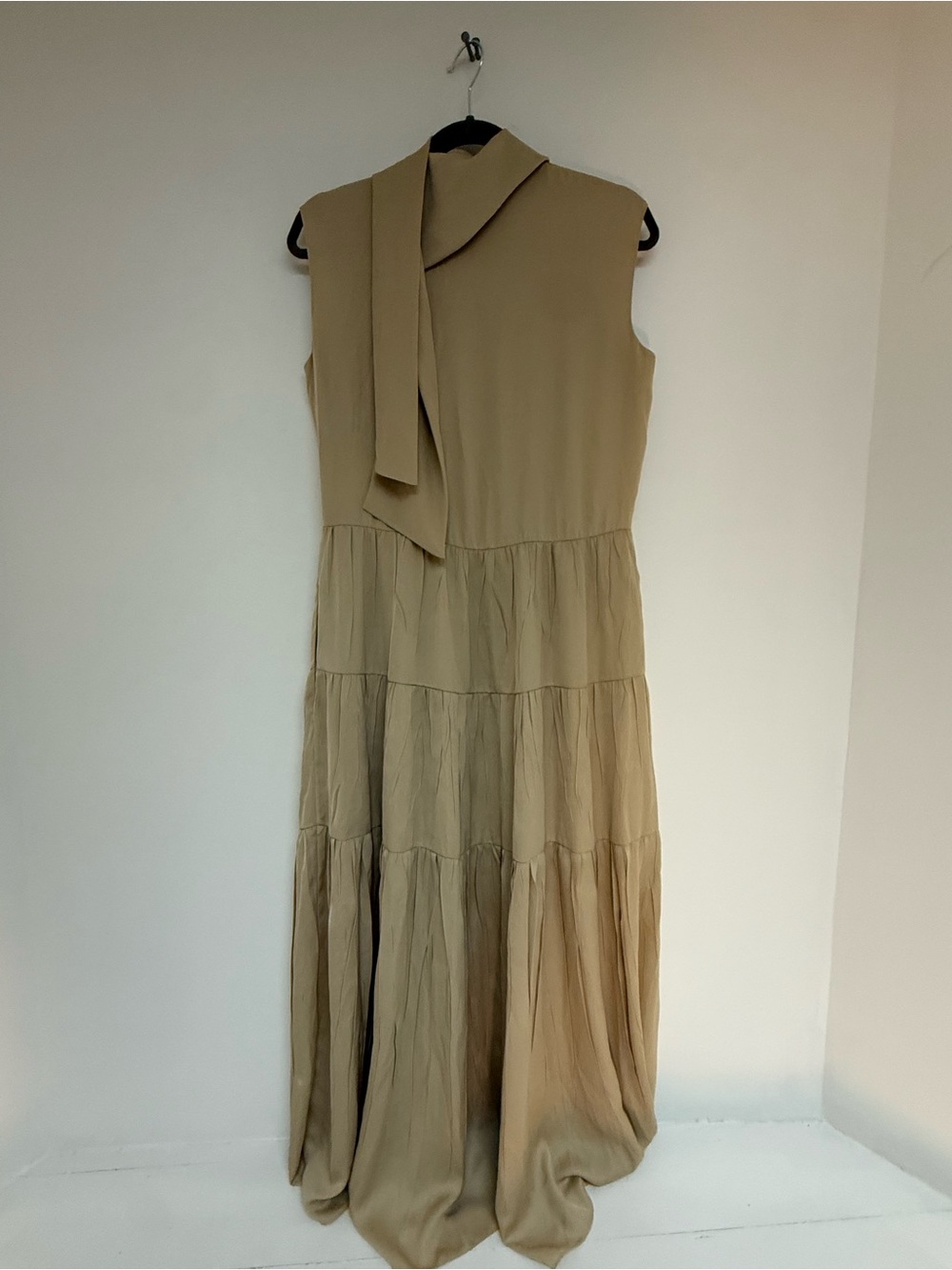 Theory Sleeveless Tiered Maxi Dress in Tan
